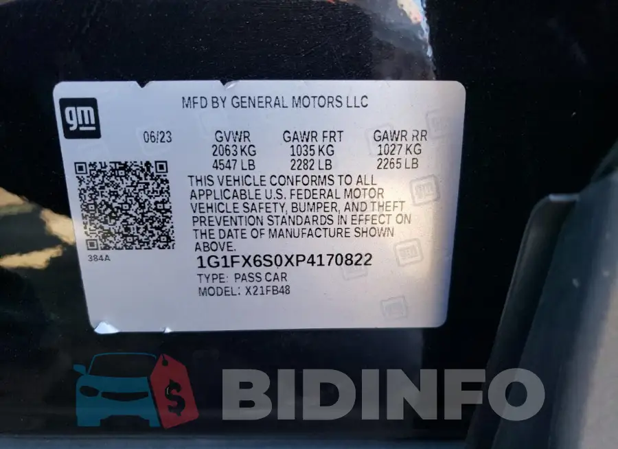 1G1FX6S0XP4170822 Photo# 12