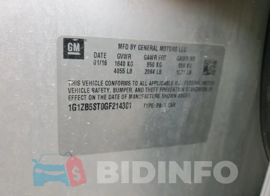 1G1ZB5ST0GF214301 Photo# 12