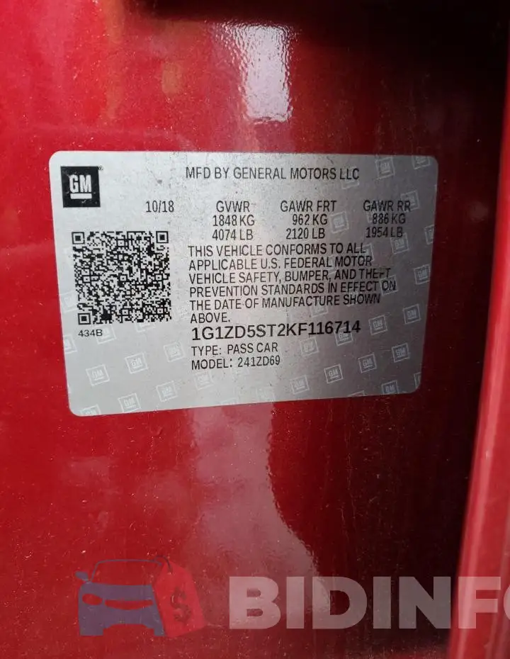 1G1ZD5ST2KF116714 Photo# 12
