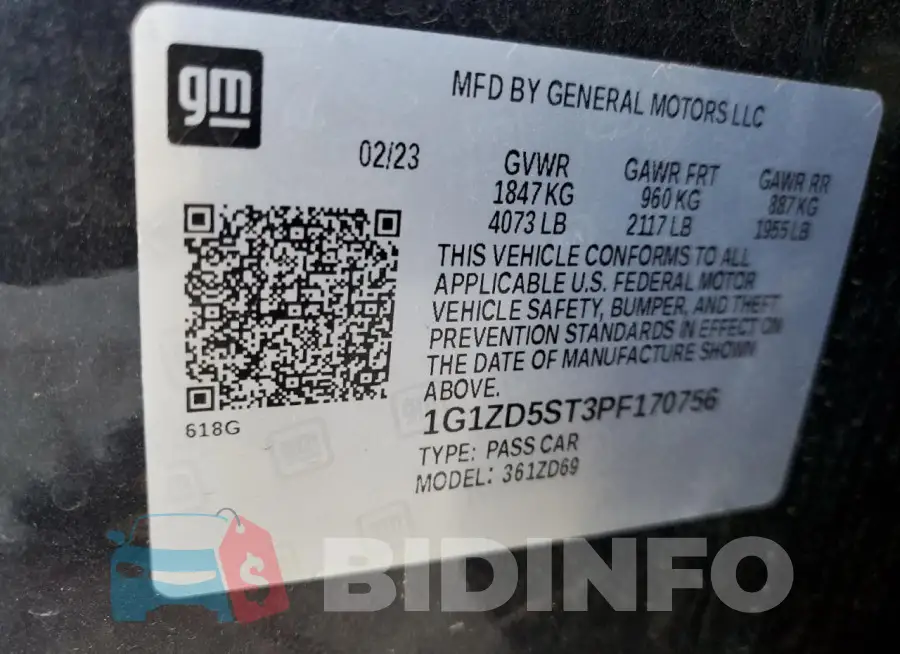 1G1ZD5ST3PF170756 Photo# 13
