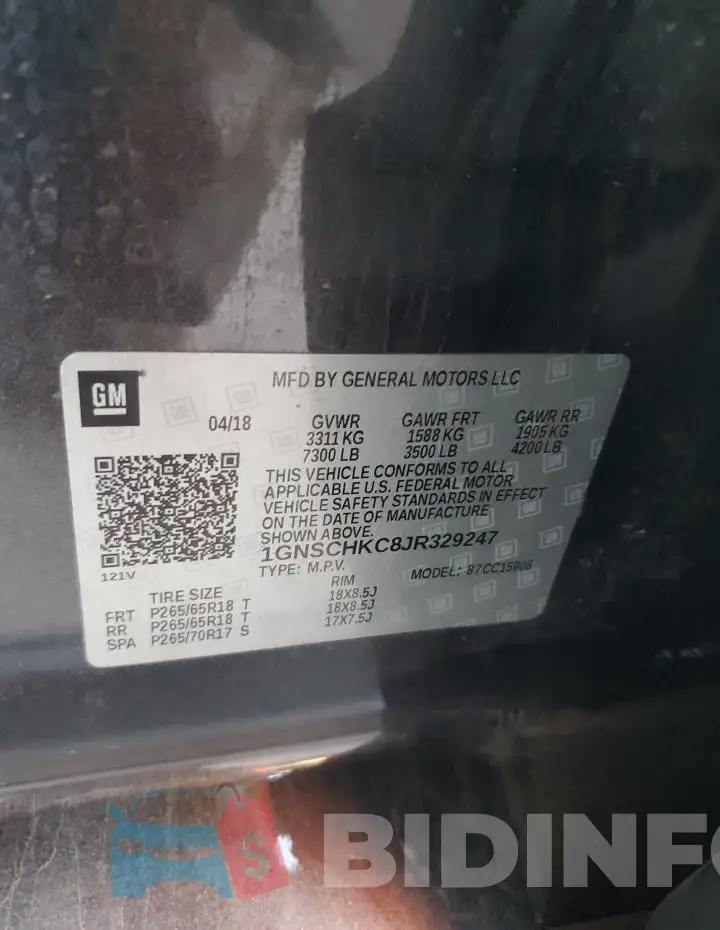 1GNSCHKC8JR329247 Photo# 13