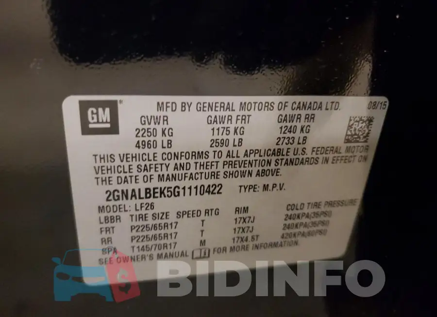 2GNALBEK5G1110422 Photo# 13