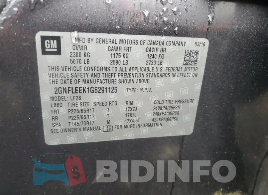 2GNFLEEK1G6291125 Photo# 13