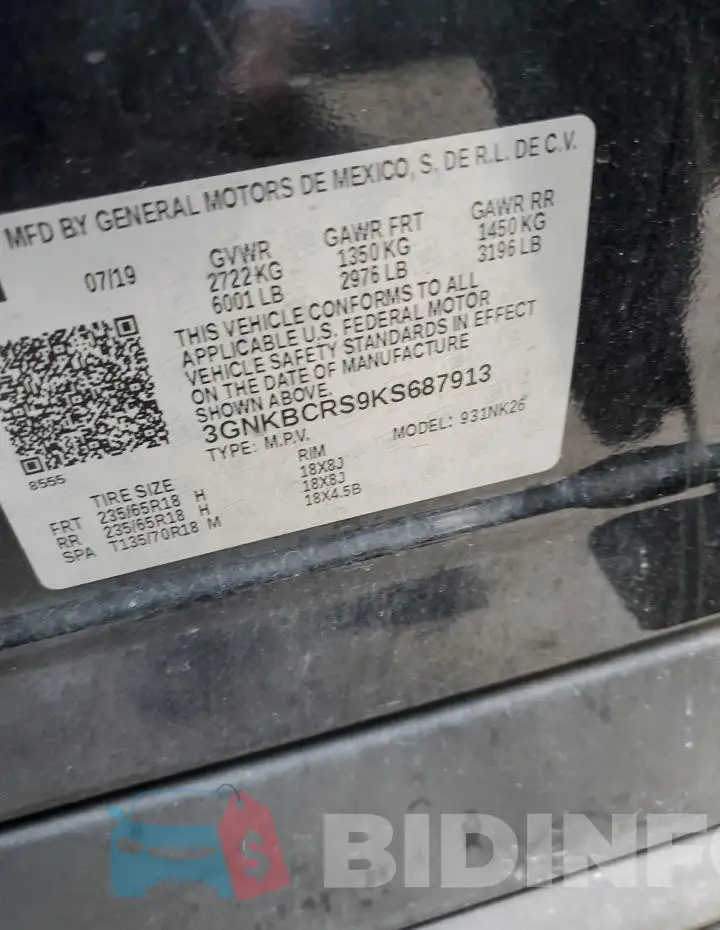 3GNKBCRS9KS687913 Photo# 13