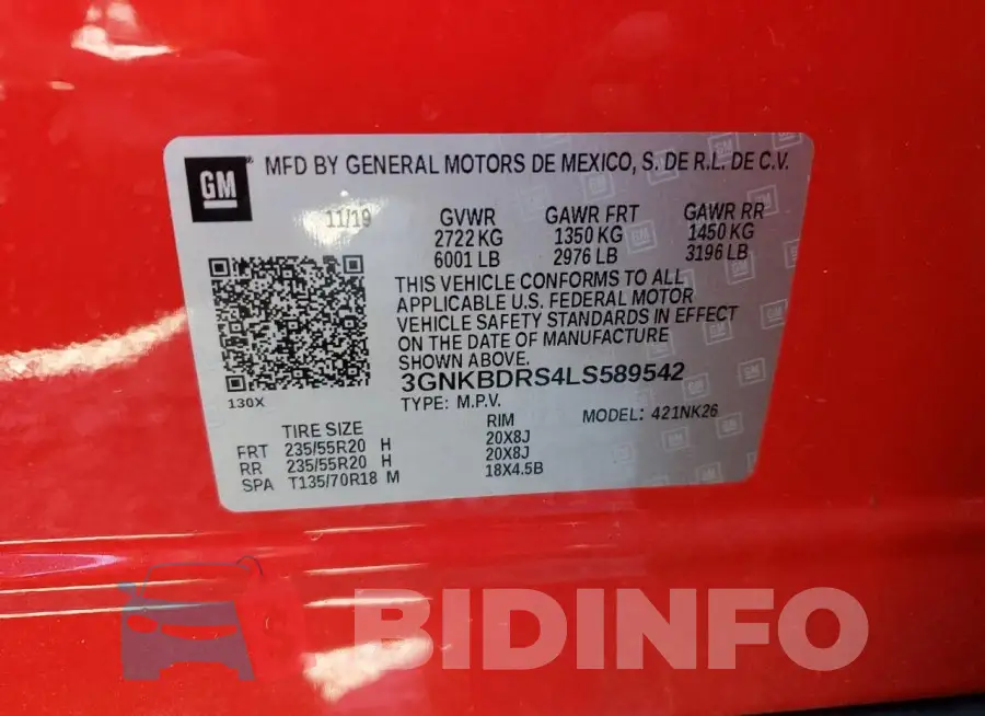 3GNKBDRS4LS589542 Photo# 13