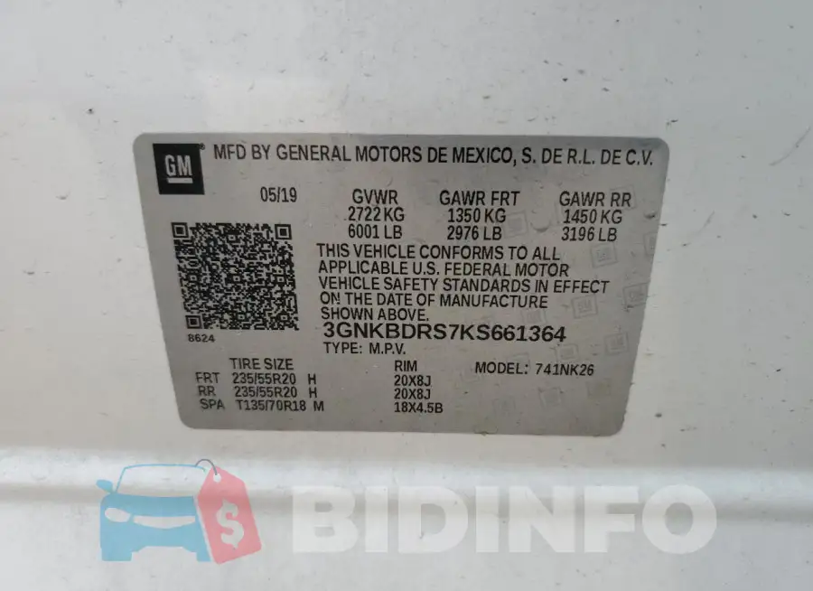 3GNKBDRS7KS661364 Photo# 12