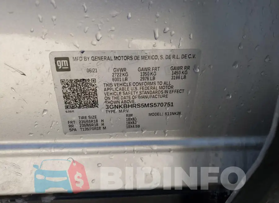 3GNKBHRS5MS570751 Photo# 13