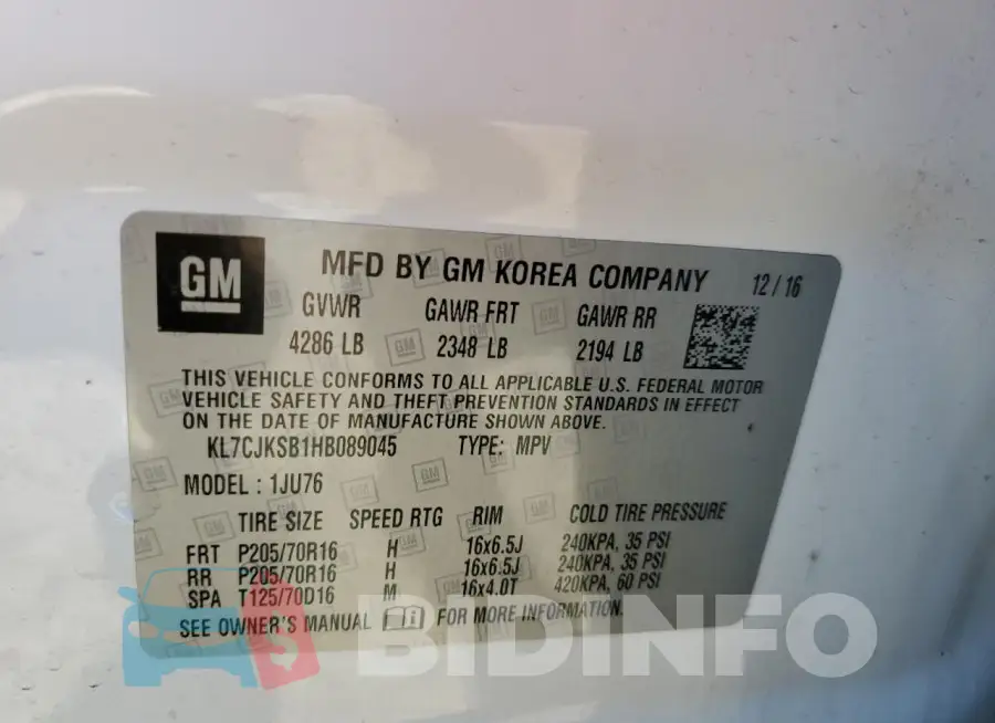 KL7CJKSB1HB089045 Photo# 13