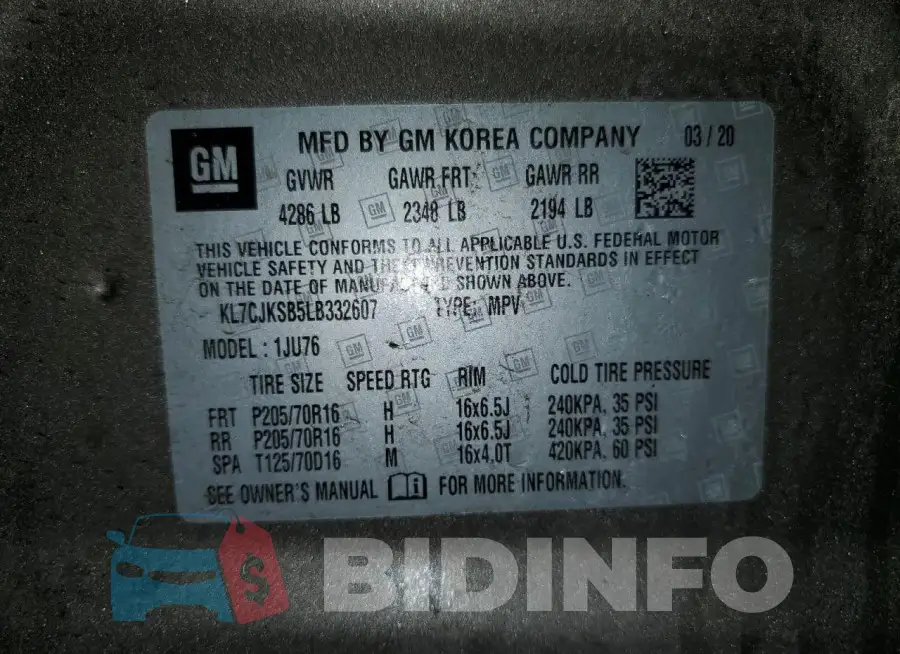 KL7CJKSB5LB332607 Photo# 13
