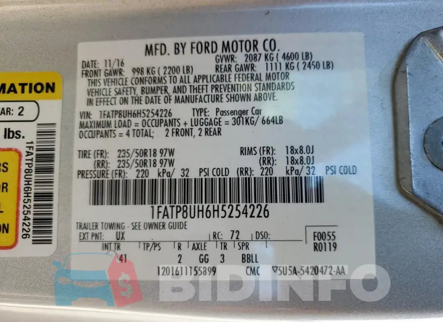 1FATP8UH6H5254226 Photo# 12