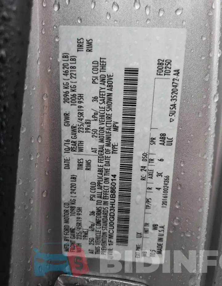 1FMCU0GD3HUB86014 Photo# 13