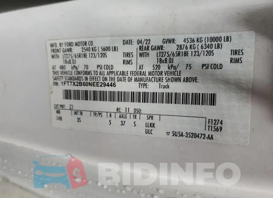 1FT7X2B60NEE29446 Photo# 12