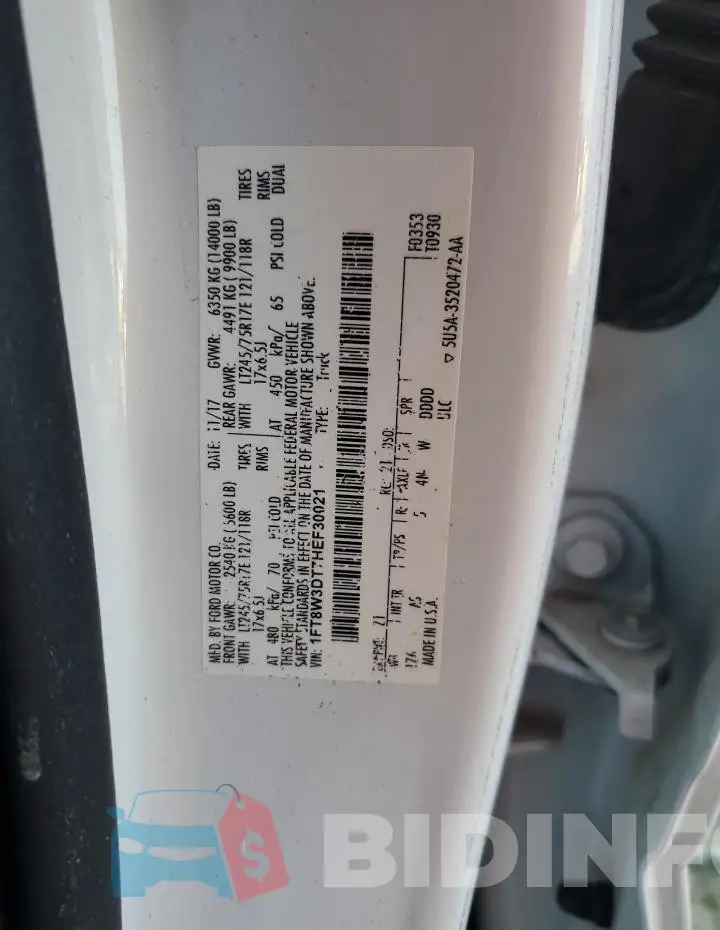 1FT8W3DT7HEF30021 Photo# 13