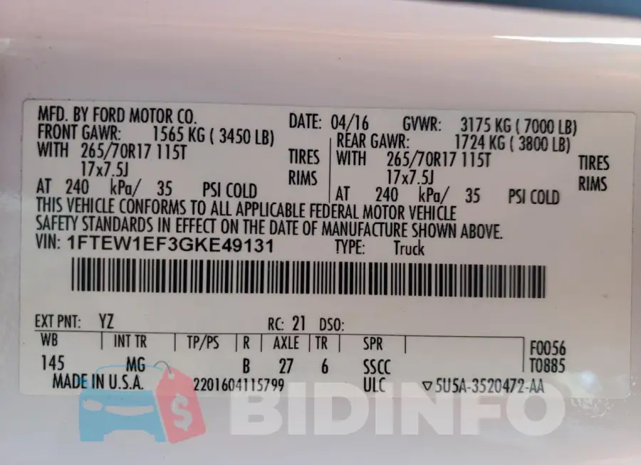 1FTEW1EF3GKE49131 Photo# 12