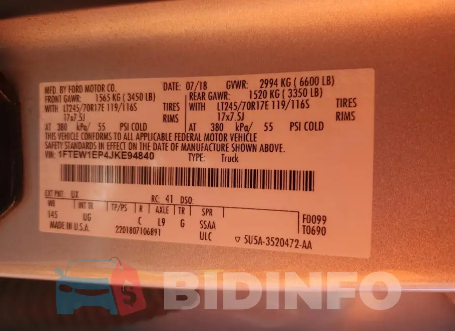 1FTEW1EP4JKE94840 Photo# 12