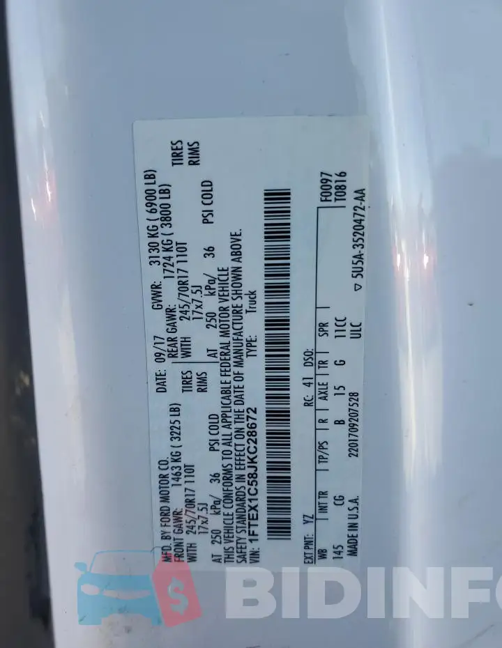 1FTEX1C58JKC28672 Photo# 13