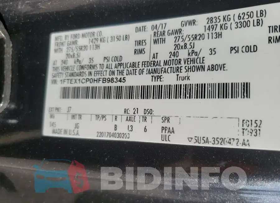 1FTEX1CP0HFB98345 Photo# 12