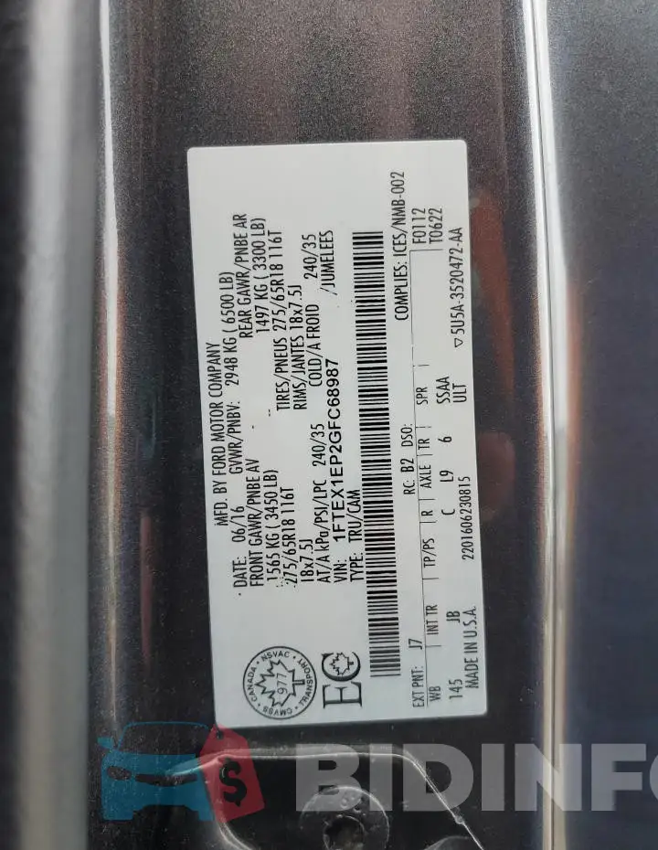1FTEX1EP2GFC68987 Photo# 12