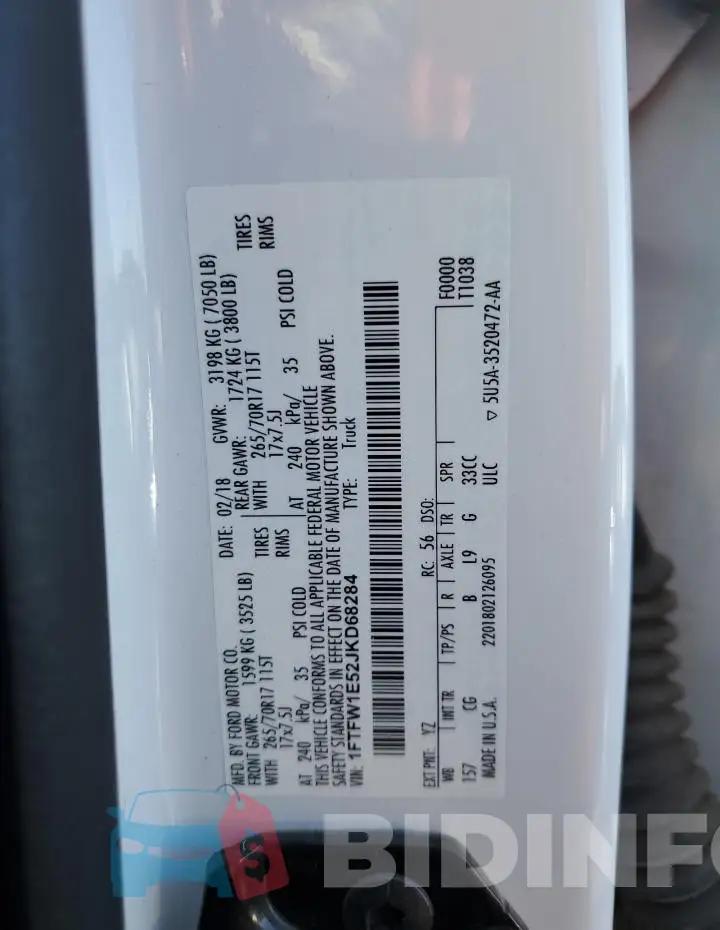 1FTFW1E52JKD68284 Photo# 12
