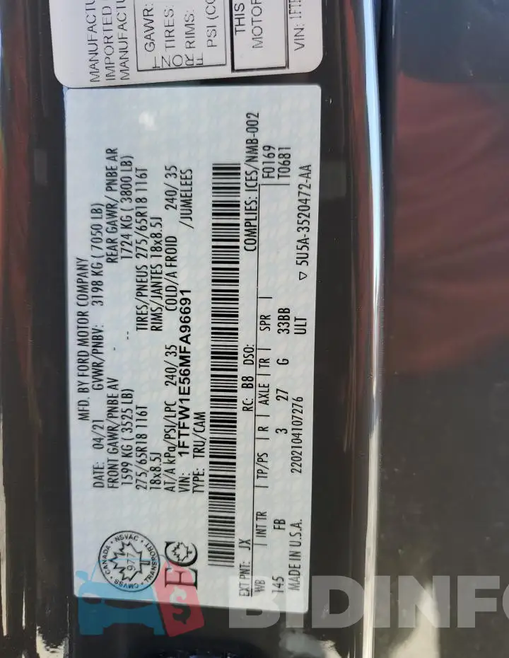 1FTFW1E56MFA96691 Photo# 12
