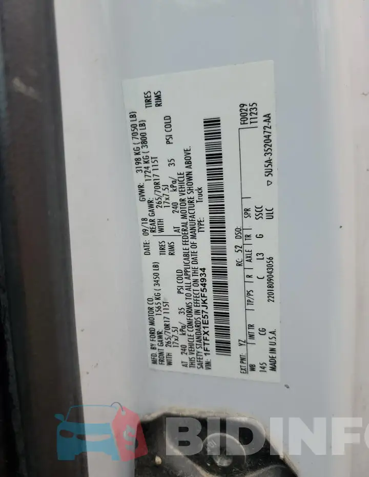 1FTFX1E57JKF54934 Photo# 12