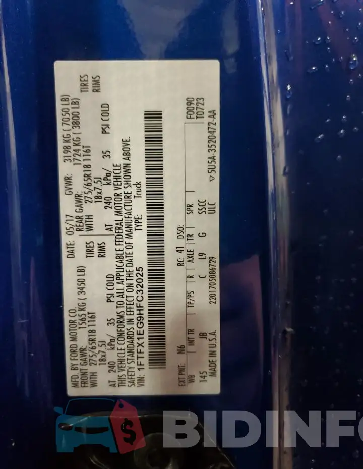 1FTFX1EG9HFC32025 Photo# 12