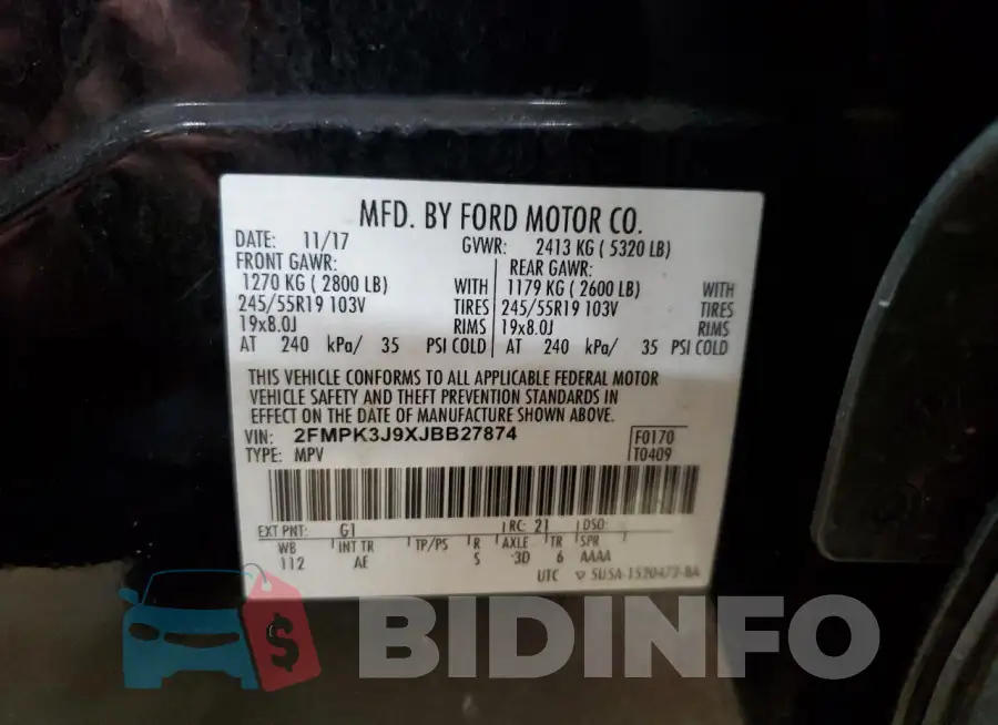 2FMPK3J9XJBB27874 Photo# 13