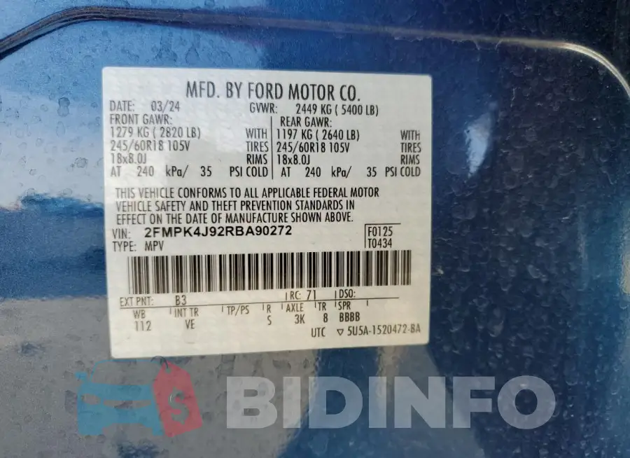 2FMPK4J92RBA90272 Photo# 13