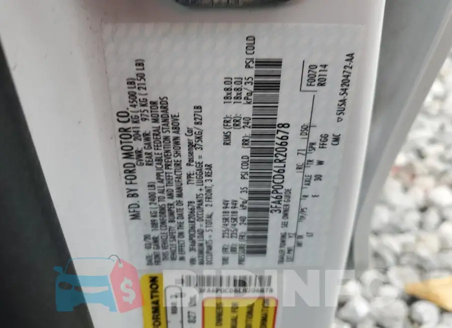 3FA6P0CD6LR206678 Photo# 12