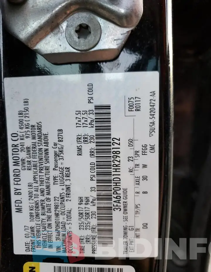 3FA6P0HD1HR298122 Photo# 12