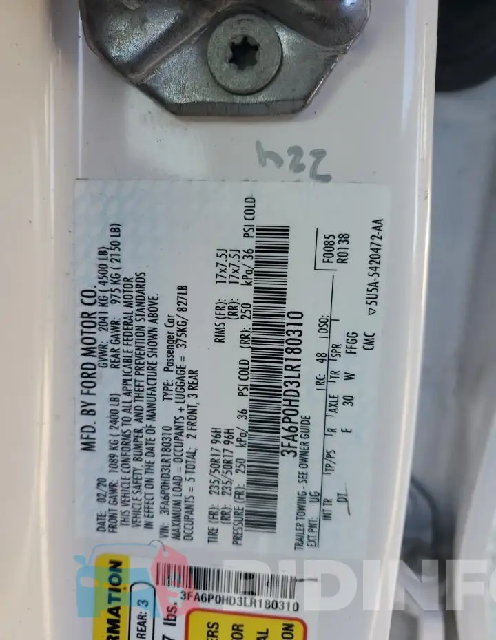 3FA6P0HD3LR180310 Photo# 12