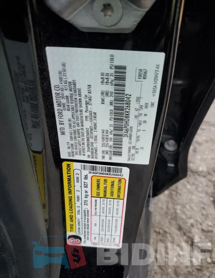 3FA6P0HD8KR268042 Photo# 12