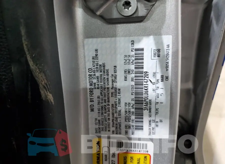 3FA6P0LU6KR147209 Photo# 12