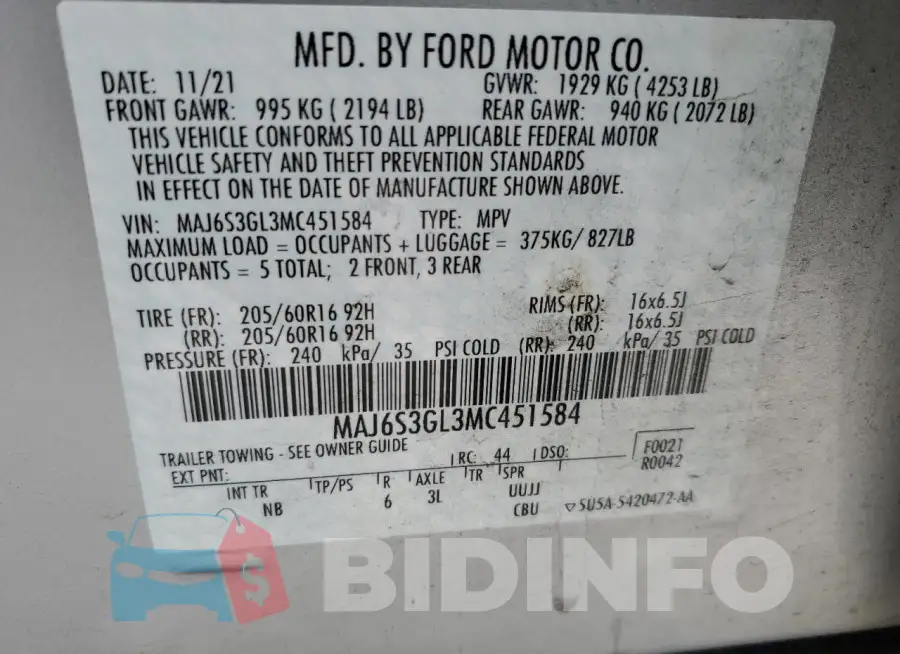 MAJ6S3GL3MC451584 Photo# 14