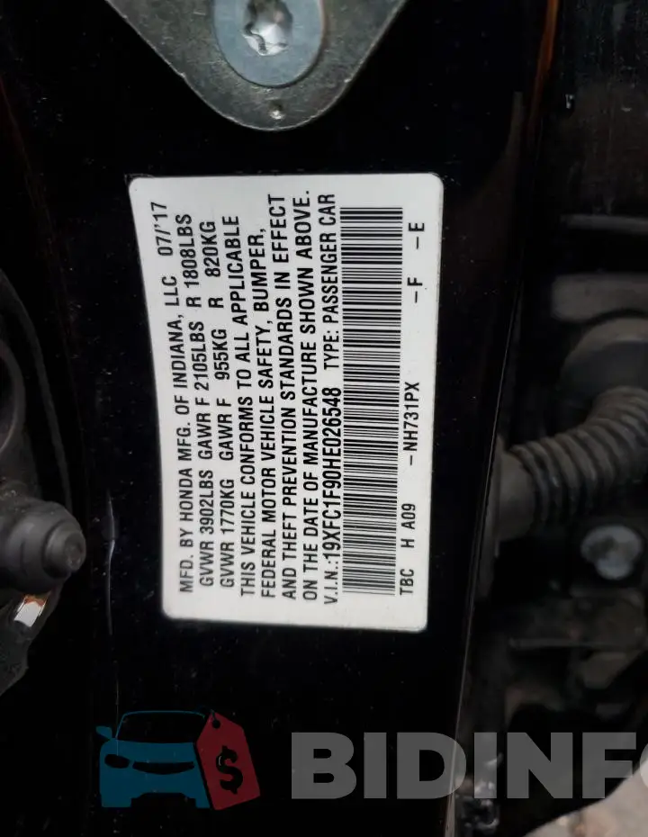 19XFC1F90HE026548 Photo# 12