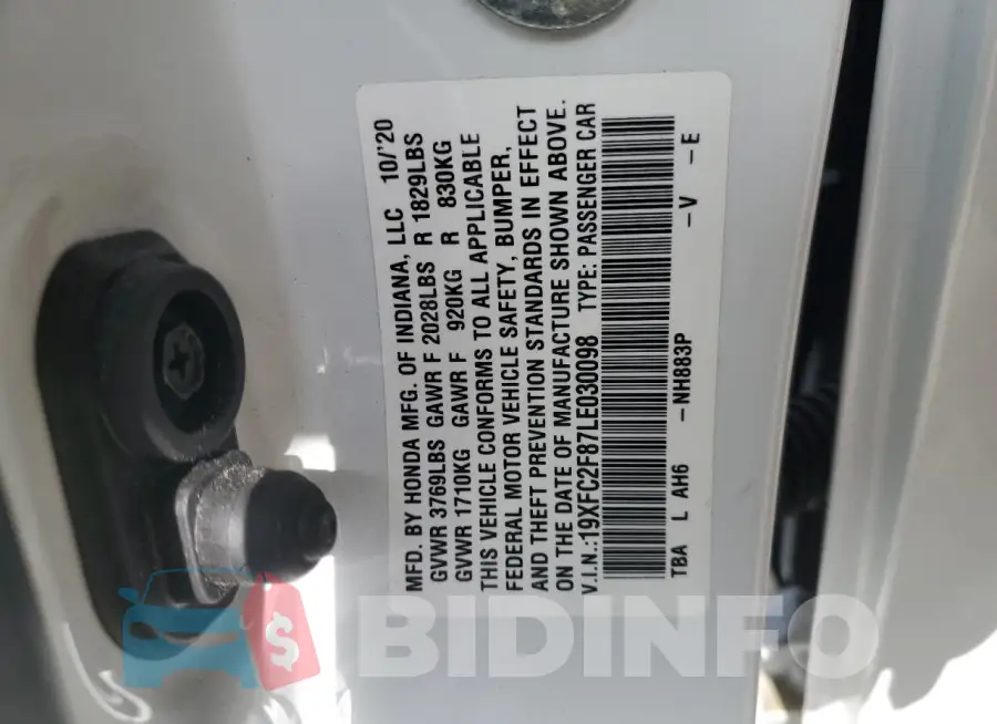 19XFC2F87LE030098 Photo# 12
