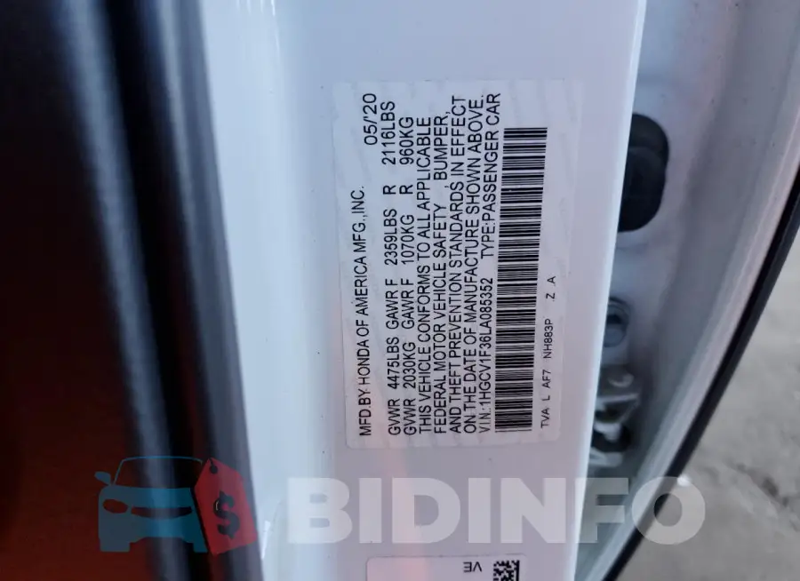 1HGCV1F36LA085352 Photo# 12