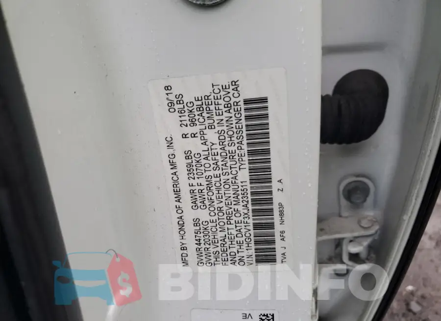 1HGCV1F3XJA235511 Photo# 12