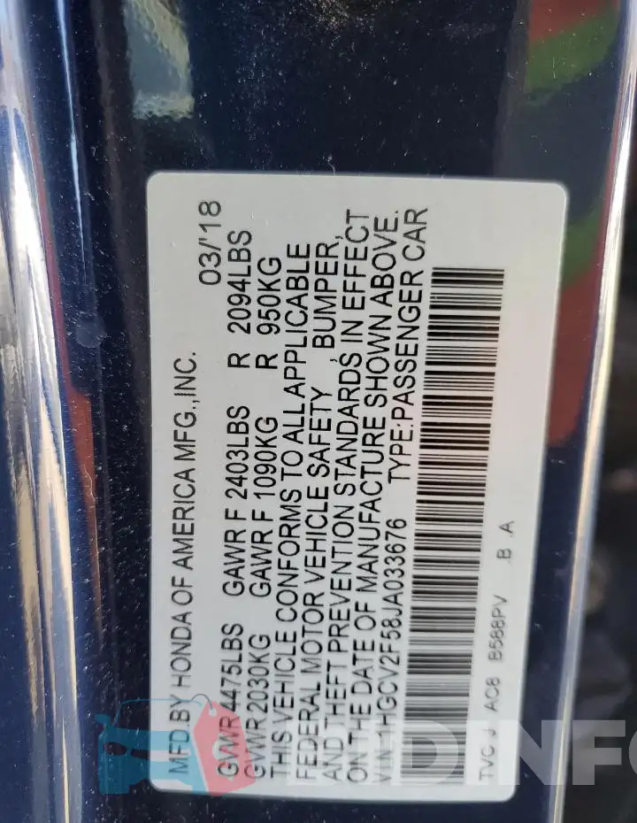 1HGCV2F58JA033676 Photo# 12