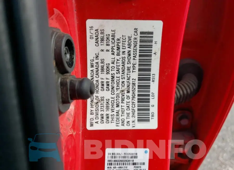 2HGFC2F79GH525812 Photo# 12