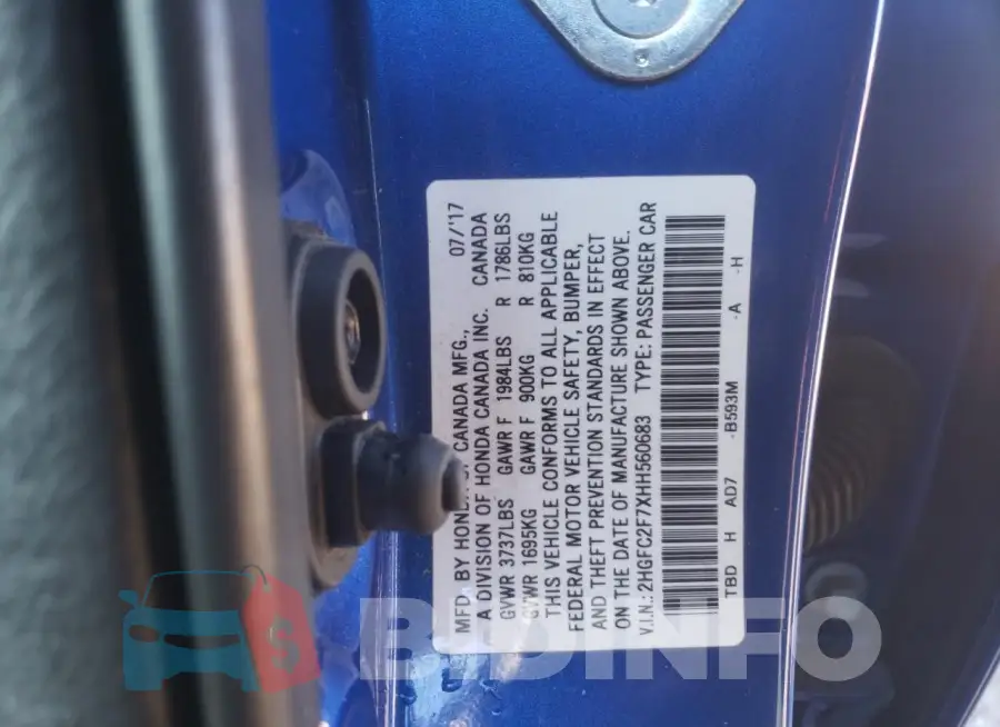 2HGFC2F7XHH560683 Photo# 12
