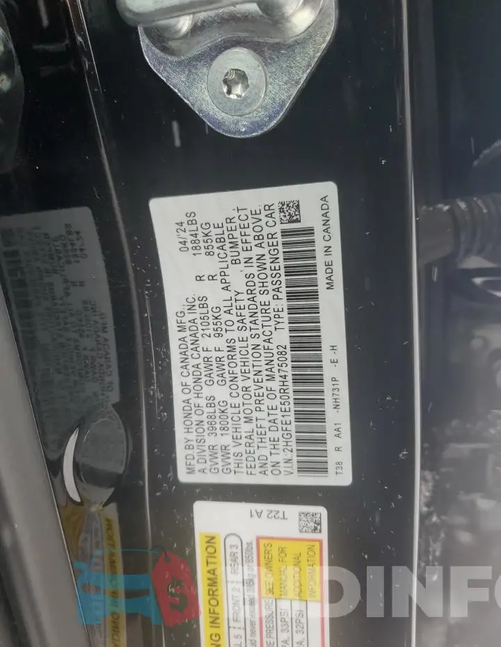 2HGFE1E50RH475082 Photo# 12