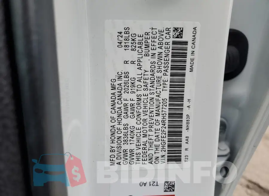 2HGFE2F24RH577205 Photo# 13