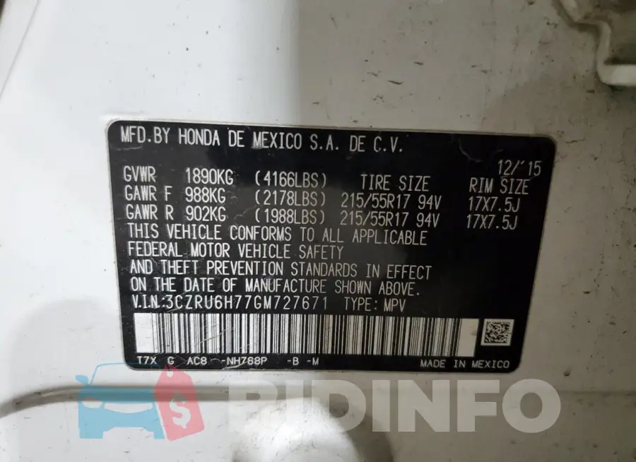 3CZRU6H77GM727671 Photo# 13