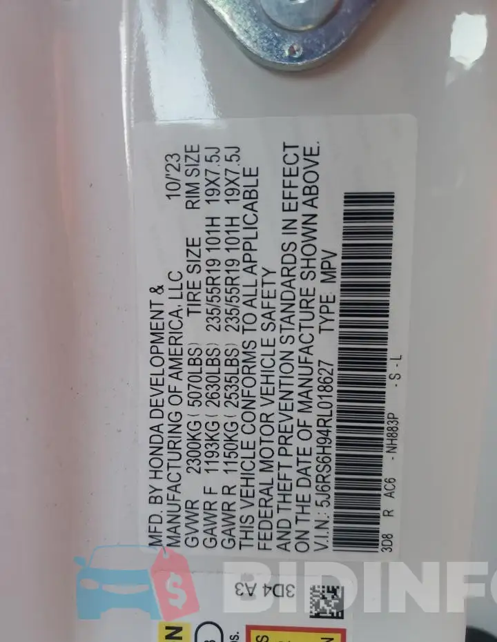 5J6RS6H94RL018627 Photo# 13