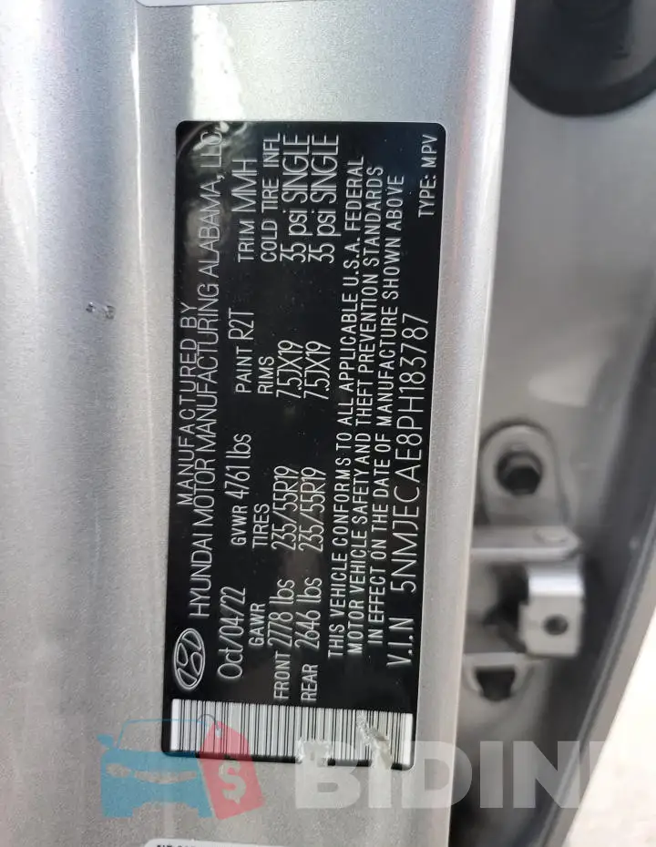 5NMJECAE8PH183787 Photo# 14