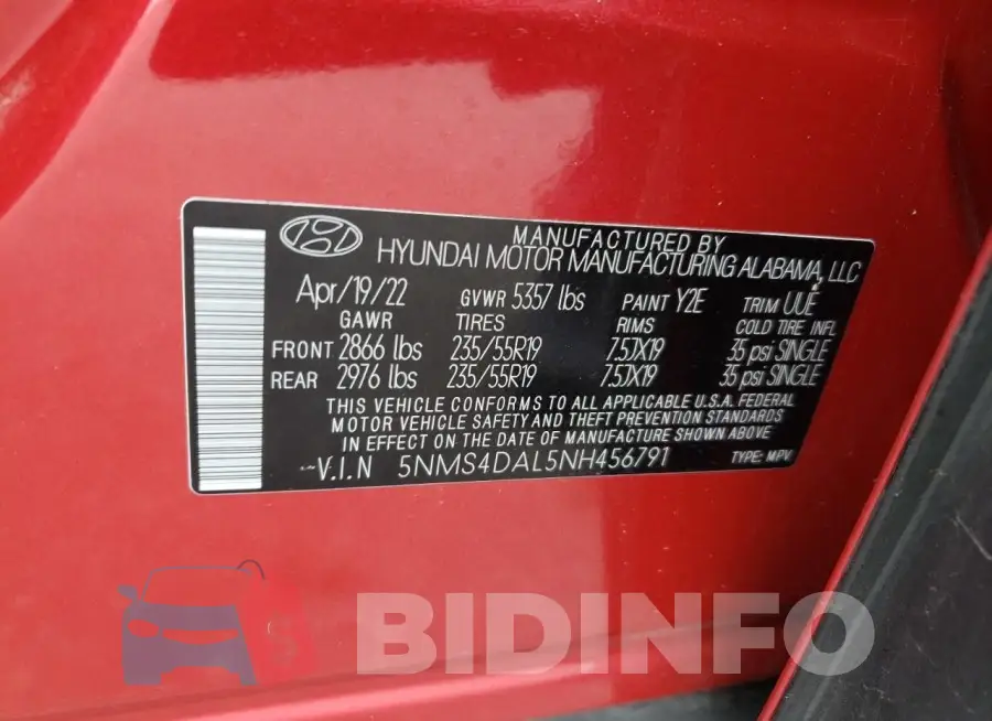 5NMS4DAL5NH456791 Photo# 13