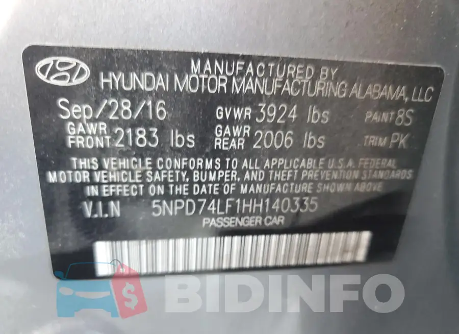 5NPD74LF1HH140335 Photo# 13