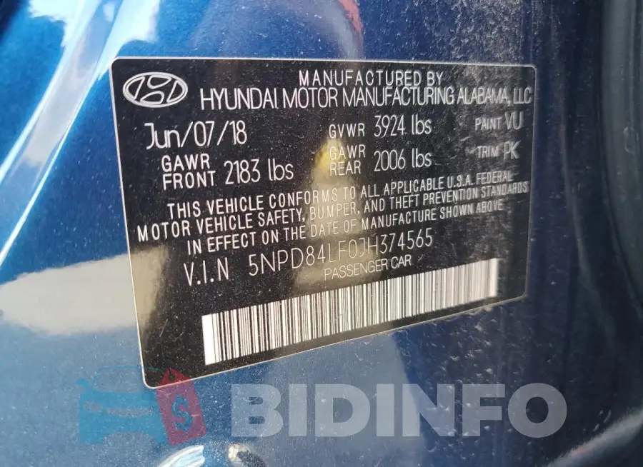 5NPD84LF0JH374565 Photo# 12
