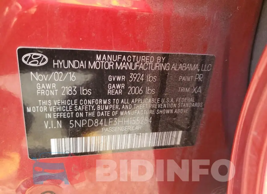 5NPD84LF3HH155254 Photo# 12